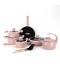 Pink granite cookware set - 14 pieces