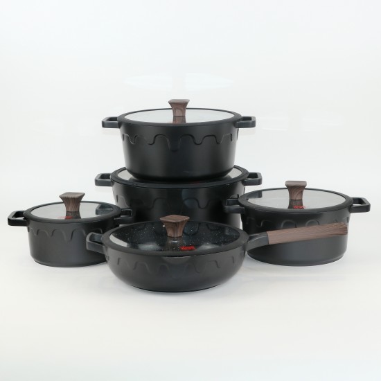 Black granite cookware set - 10 pieces