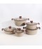 Luxury Granite Cookware Set with Glass Lid and Wooden Handles - 10 Pieces