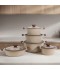 Luxury Granite Cookware Set with Glass Lid and Wooden Handles - 10 Pieces