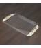 Clear acrylic serving tray with gold handles