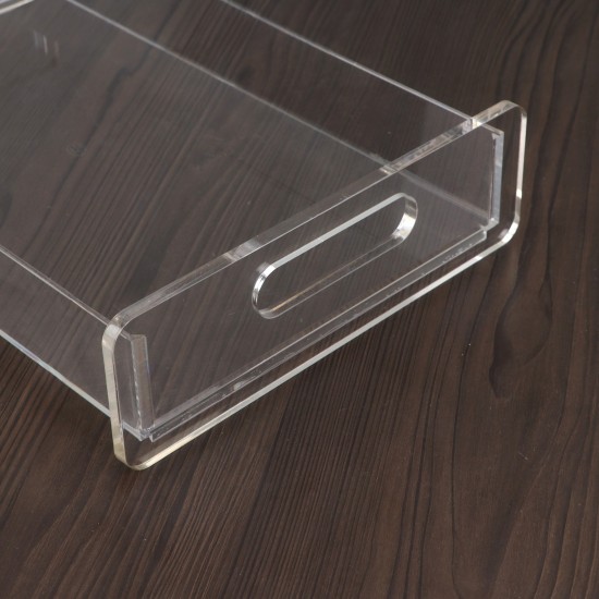 Clear acrylic serving tray with side handles Clear acrylic serving tray with side handles