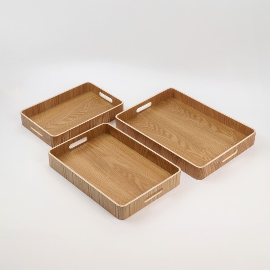 3-piece wooden tray set