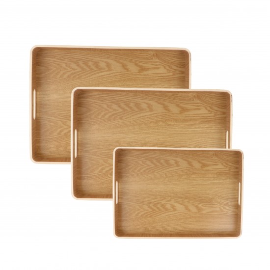 3-piece wooden tray set