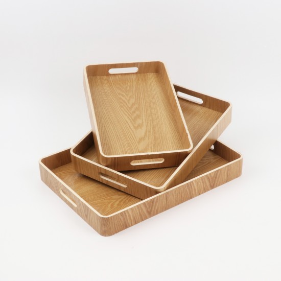 3-piece wooden tray set
