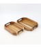 Wooden serving tray set with black metal handle, 2 pieces