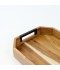 Wooden serving tray set with black metal handle, 2 pieces
