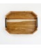 Wooden serving tray set with black metal handle, 2 pieces