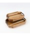 Wooden serving tray set with black metal handle, 2 pieces