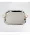 Serving tray set with metal frame and gold handles, 3 sizes