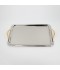 Serving tray set with metal frame and gold handles, 3 sizes