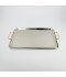Serving tray set with metal frame and gold handles, 3 sizes