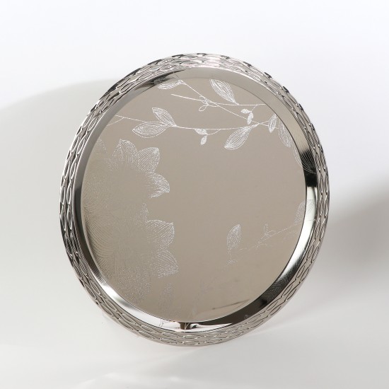 Elegant Steel Serving Tray - Round Design