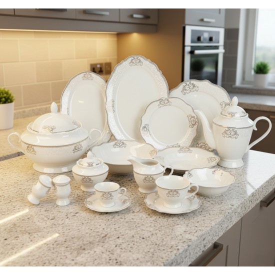 Luxury decorative porcelain dinnerware set, 60 pieces - for 6 people