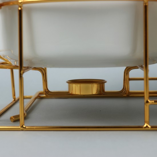 Classic porcelain soup set with gold stand, 15 pieces