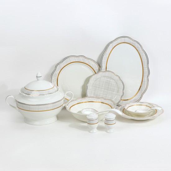 Luxury 70-Piece Porcelain Dinner Set - Classically Elegant Pattern, Serves 12