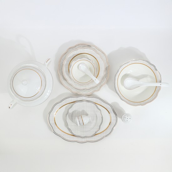 Luxury 70-Piece Porcelain Dinner Set - Classically Elegant Pattern, Serves 12
