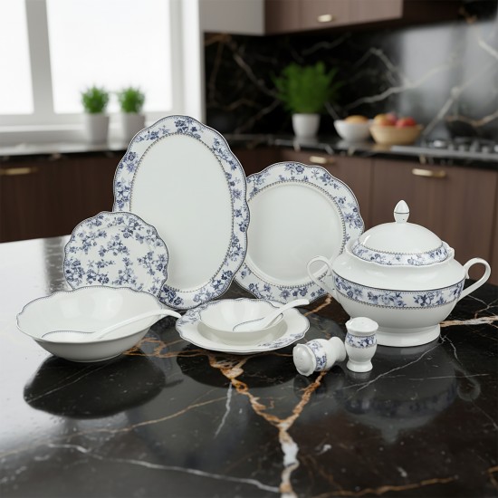 Luxury 70-Piece Porcelain Dinner Set - Classically Elegant Pattern, Serves 12 Luxury 70-Piece Porcelain Dinner Set - Classically Elegant Pattern, Serves 12