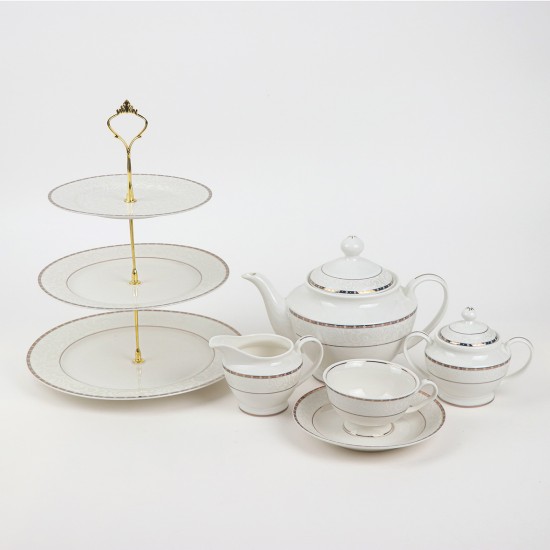 Luxury 105-piece dinnerware set – white design with an elegant gold frame