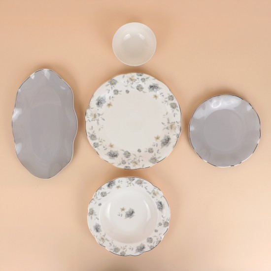 Luxury porcelain dinnerware set with a floral pattern – 26 pieces
