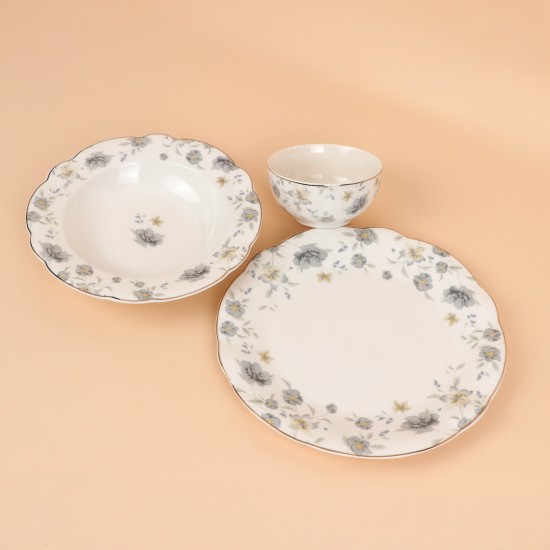 Luxury porcelain dinnerware set with a floral pattern – 26 pieces