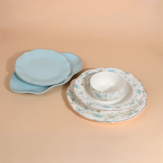 Luxury porcelain dinnerware set with a floral pattern – 26 pieces