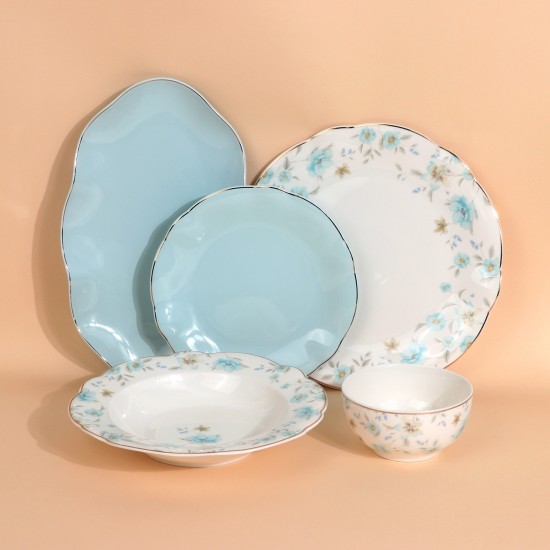Luxury porcelain dinnerware set with a floral pattern – 26 pieces