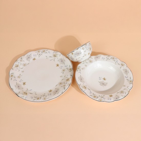 Luxury porcelain dinnerware set with a floral pattern – 26 pieces