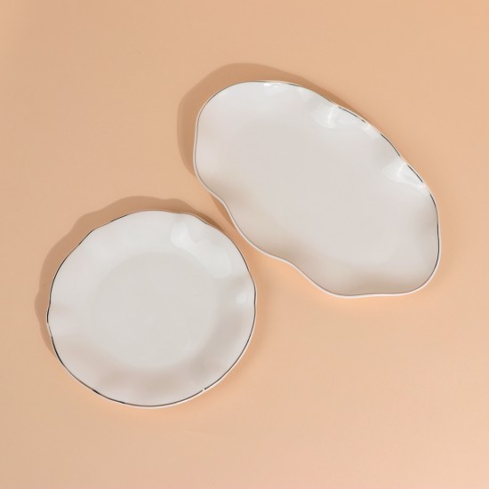Luxury porcelain dinnerware set with a floral pattern – 26 pieces