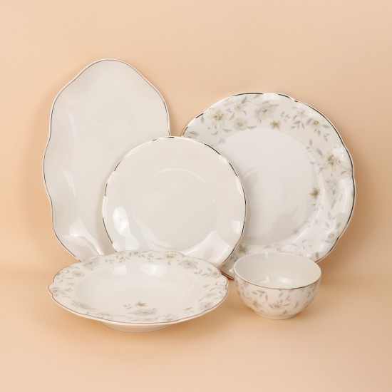 Luxury porcelain dinnerware set with a floral pattern – 26 pieces