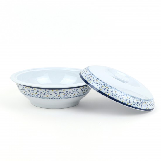 Luxury melamine serving plate with a blue decorative lid - 25*7.5 cm