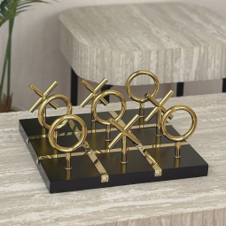 تحفة لعبة XO  لون اسود و ذهبي مقاس 34 × 34 سم - 2SS9-917