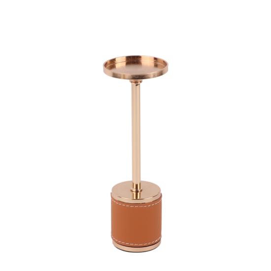 Gold candlestick with leather strap 20 CM Gold candlestick with leather strap 20 CM