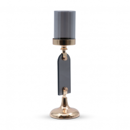 Black and gold acrylic candlestick, 37.5 cm