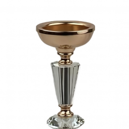 Gold steel and crystal candlestick, 28 cm