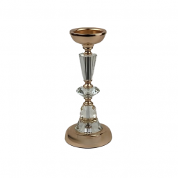 Gold steel and crystal candlestick, 28 cm