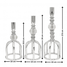 3-Piece Silver Steel Candlestick Set - 2UU10-119
