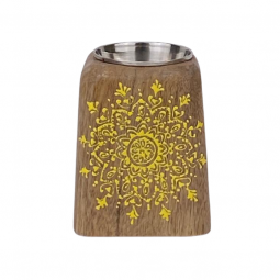 Natural wood incense burner, hand-carved, yellow, 11*8 cm