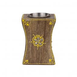 Natural wood incense burner, hand-carved, yellow, 13*9 cm
