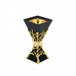 Black and gold metal incense burner 19 cm - 2AA6-305