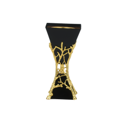 Black and gold metal incense burner 19 cm - 2AA6-305