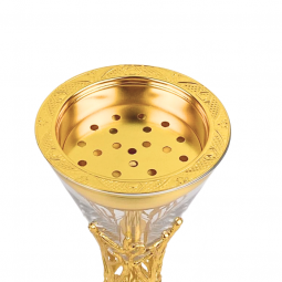 Glass and gold incense burner 21 cm