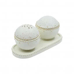 Oval ceramic incense burner, beige color, 20*10 cm