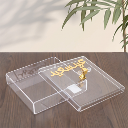 Acrylic Box with the phrase (Happy Eid) Gold, size 19 x 19 cm - 2GG7-572