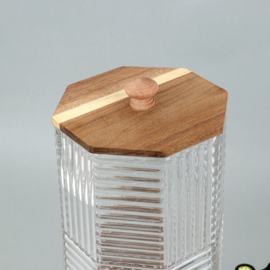 Elegantly designed juice jug with a wooden base, 4.3 liters - 2M1R100040