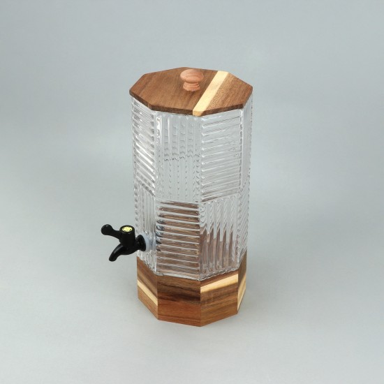 Elegantly designed juice jug with a wooden base, 4.3 liters - 2M1R100040