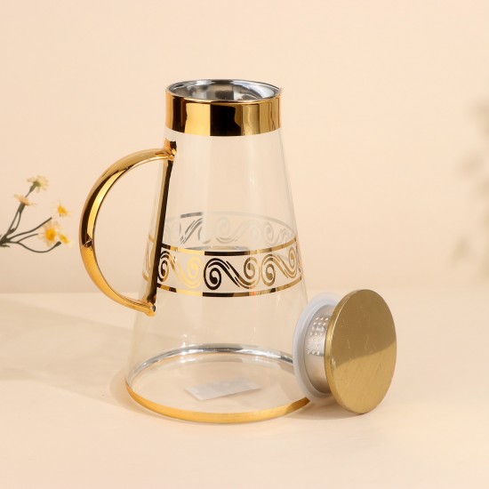 Jack Glass Juice Bottle with Gold Engravings - 1.8 Liters - 2M1T600268