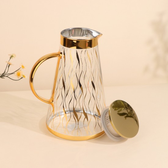Jack Glass Juice Bottle with Gold Engravings - 1.8 Liters - 2M1T600269