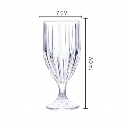 A set of elegant glass juice cups with a base - transparent - 6 pieces