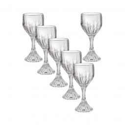 A set of distinctive glass juice cups with a base - transparent - 6 pieces